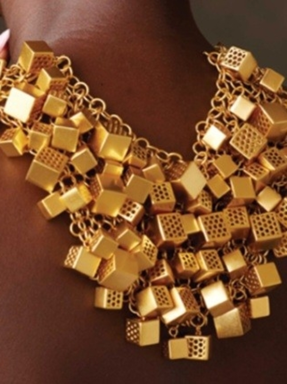 ISO (IN SEAECH OF) Gold Cube Cluster Statement Necklace - Women Jewelry